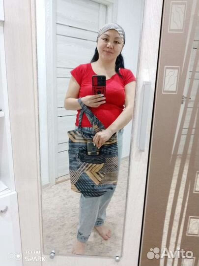 Сумка шоппер и косынка, хлопок