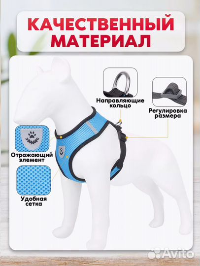 Шлейка прогулочная с поводком для собак и кошек