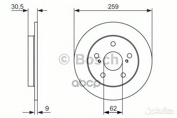 Диск торм задн.259x9 5 отв. 0986479765 Bosch