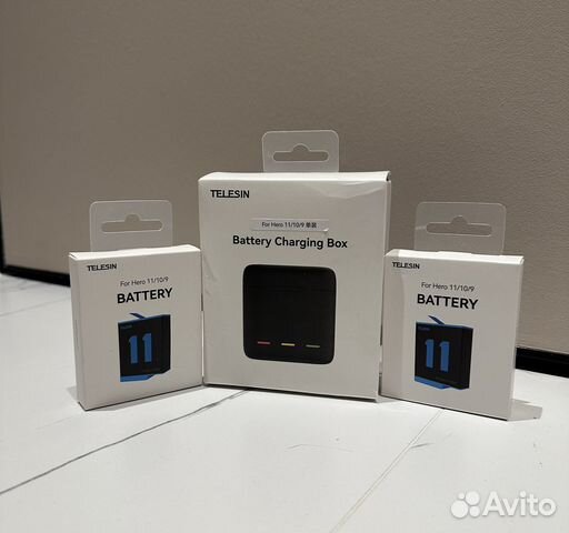 Зарядка Gopro 11/10/9 и 2 аккумулятора Telesin