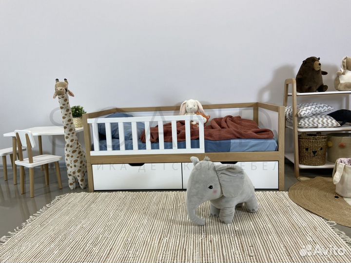 Кровать детская с бортиком Илва из бука