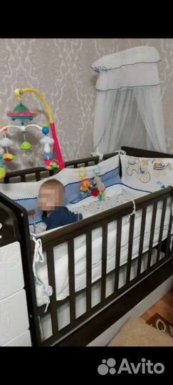 Бортики в кроватку бу, балдахин, мобиль