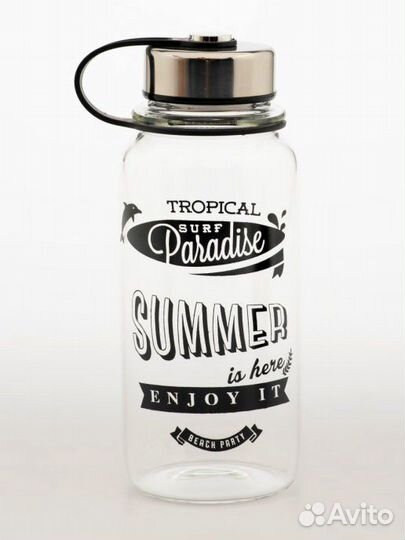 Стеклянная туристическая бутылка для воды 1000 ml