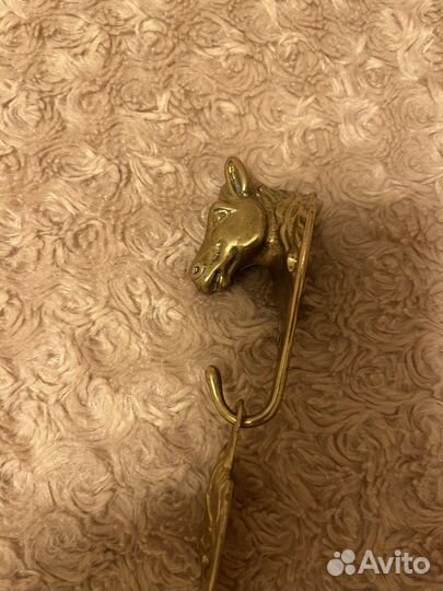 Ложка для обуви+ держатель крючок конь. Латунь