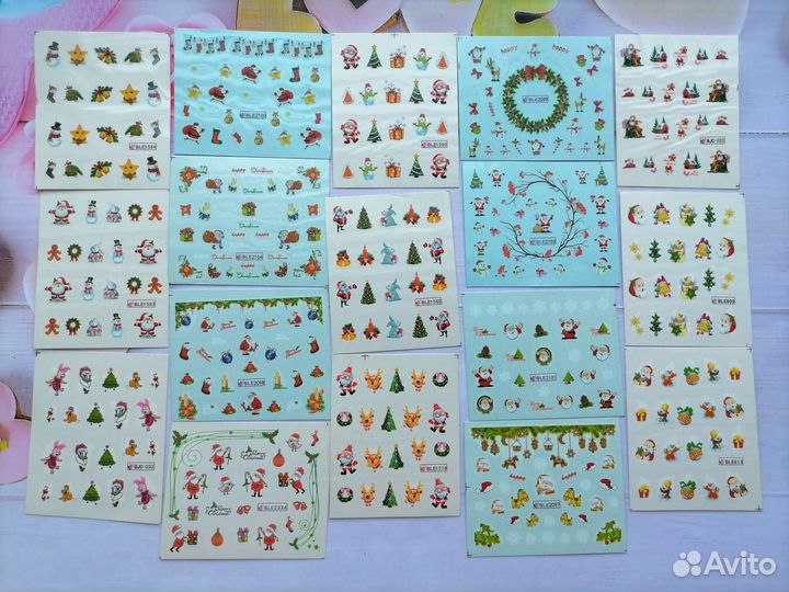 Новогодние наклейки (слайдеры) для ногтей
