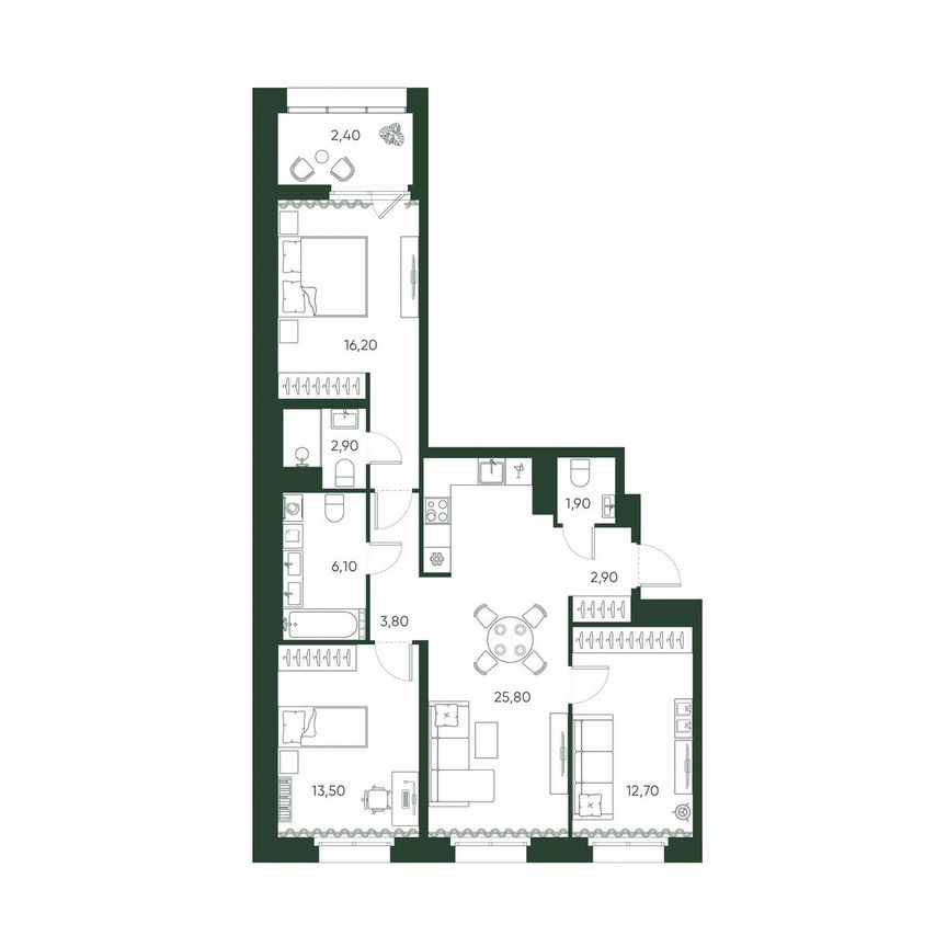 3-к. квартира, 88,2 м², 6/10 эт.