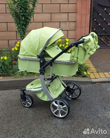 Коляска 2в1 Кожа Новая эксклюзив (Green)