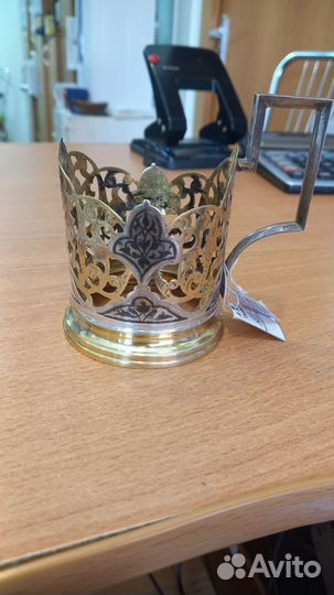 Подстаканник серебро, золото 875