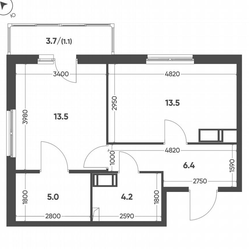 1-к. квартира, 43,7 м², 5/13 эт.