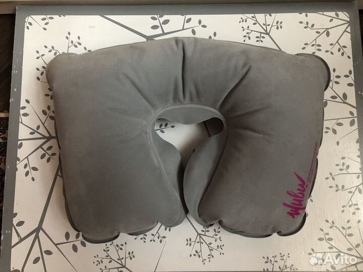 Подушка дорожная надувная, бархатное покрытие