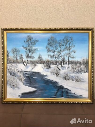 Картина маслом зимний пейзаж