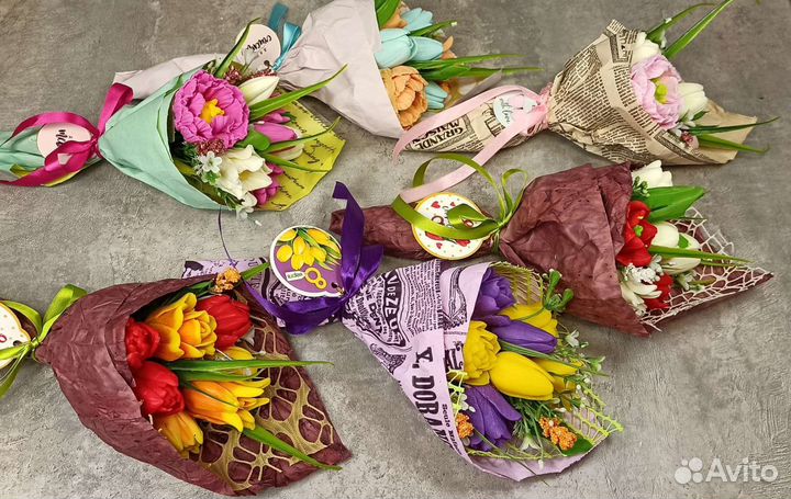 Букетик тюльпанов из мыла