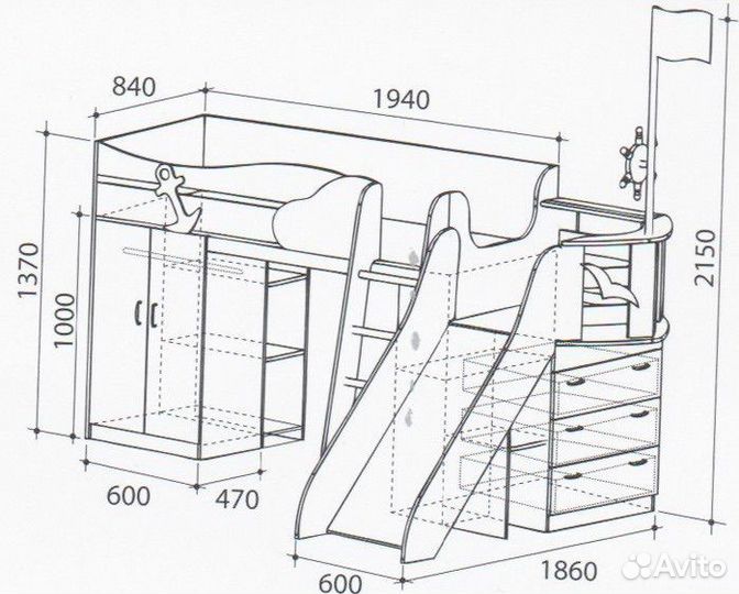 Кровать-чердак Адмирал