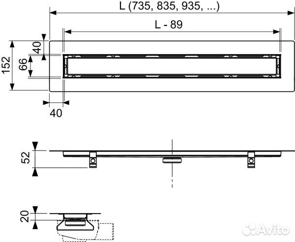 Душевой лоток tece Drainline 650900 90 для натурального камня, хром