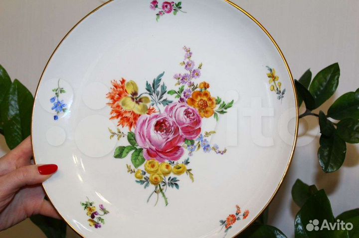 Антикварная тарелка Meissen (Мейсен), 26,5, 1945г