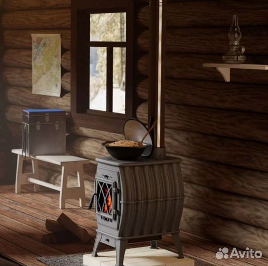Печь-камин чугунная дровяная 