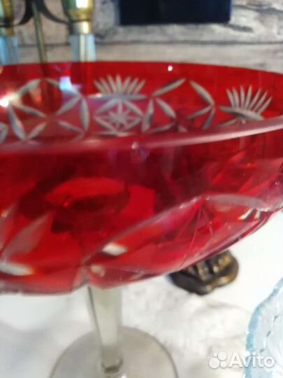 Конфетница фруктовница Богемия СССР хрусталь