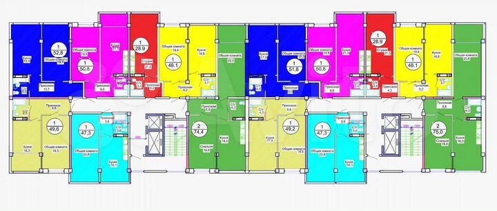 2-к. квартира, 75 м², 6/12 эт.