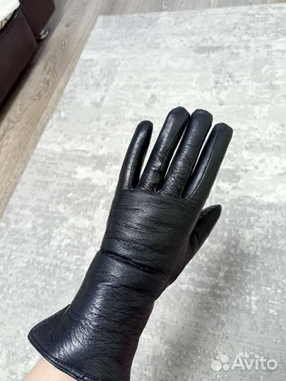 Перчатки женские, кожаные, зимние