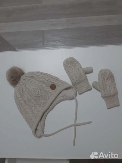 Шапка и варежки h&m 86-92