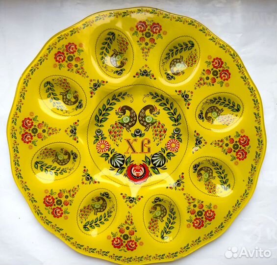 Пасхальная подставка 8 яиц и кулич стекло, чайник