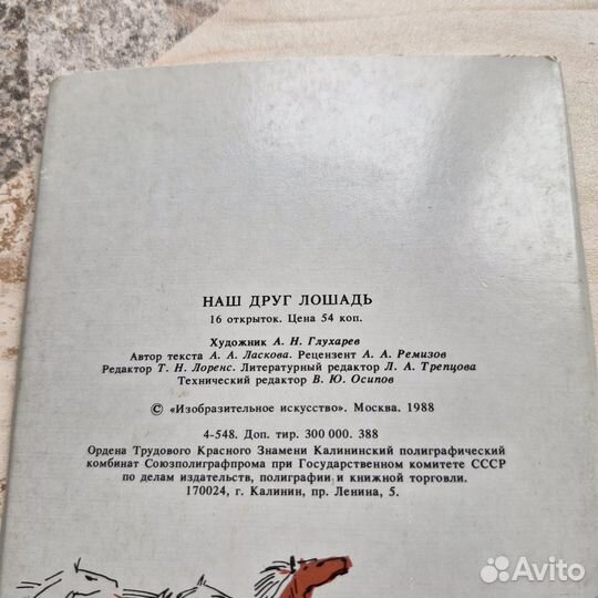 Набор открыток Наш друг лошадь. 1988 г