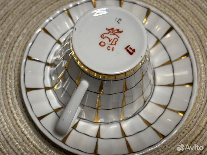 Сервиз чайный Золотая клетка. СССР 1951-1961