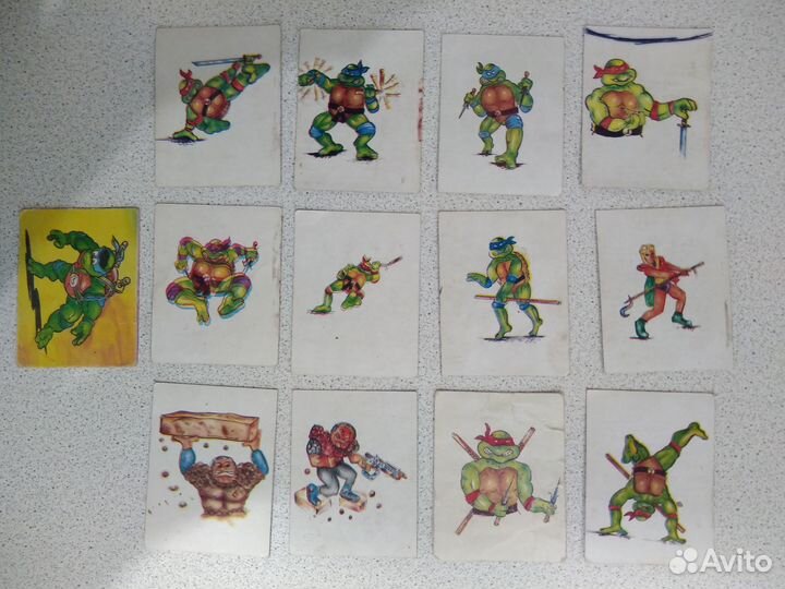 Картон черепашки ниндзя 90-х (белый фон)