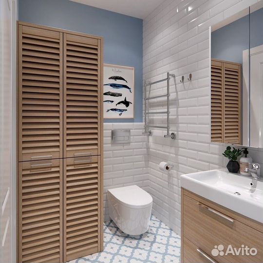 Шкаф в ванну с жалюзийныйми дверцами