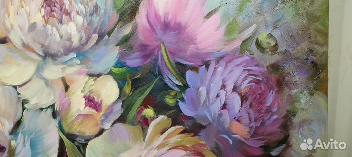Картина маслом на холсте пионы