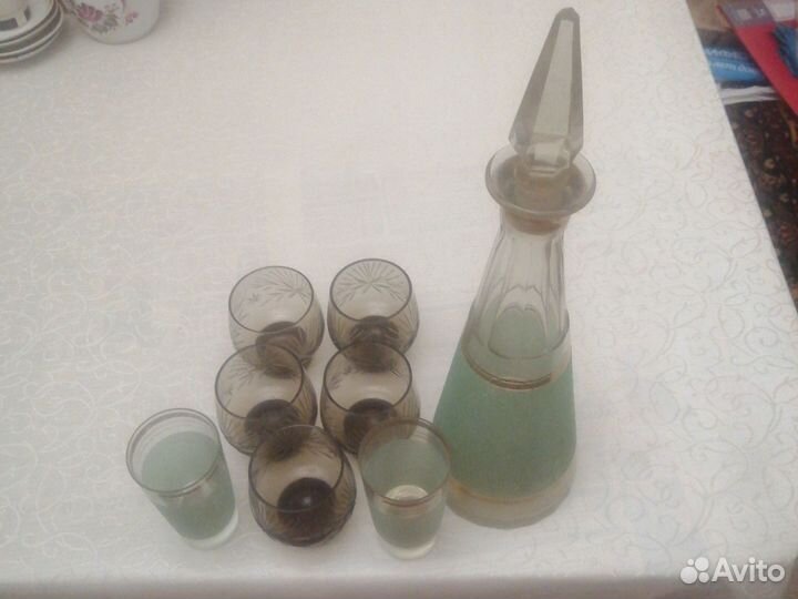 Графин стекло СССР с рюмками