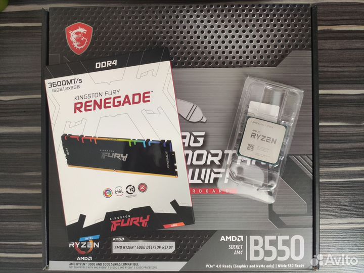 Новый комплект 5700X MSI B550M Mortar WiFi 16GB