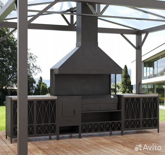 Мангальный комплекс из металла в беседку
