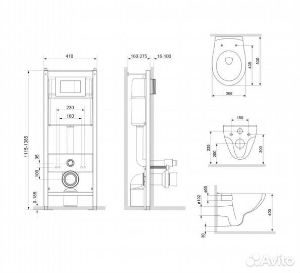 Комплект инсталляция и унитаз Damixa Edder
