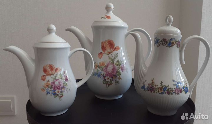 Кофейник. Мейсенский букет,Цветы.GDR. Винтаж. Люкс