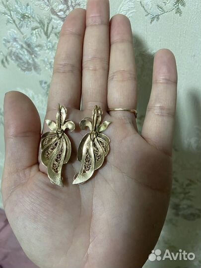 Золотые серьги жар-птица