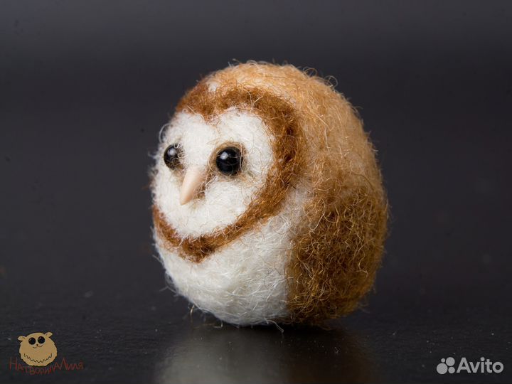 Сова сипуха из шерсти, Амбарная сова фигурка