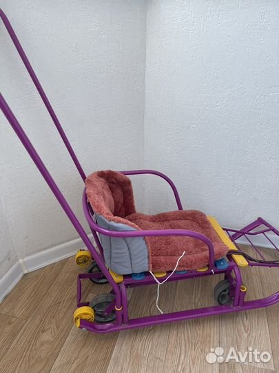 Детские санки коляска Ника универсал на колесах