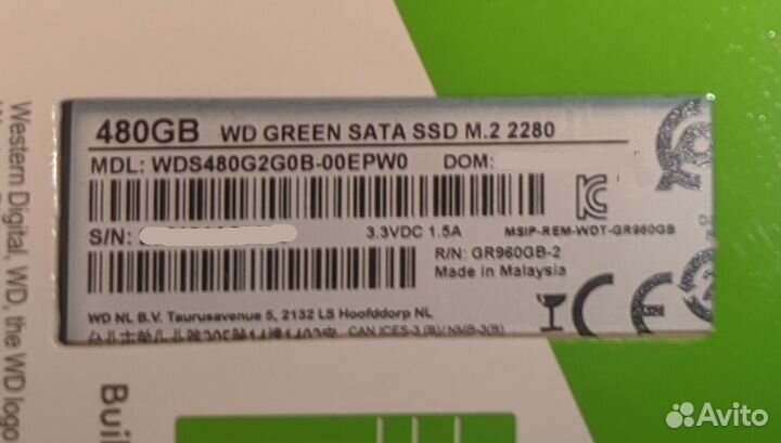 SSD M.2 Western Digital 480Gb wds480g2g0b