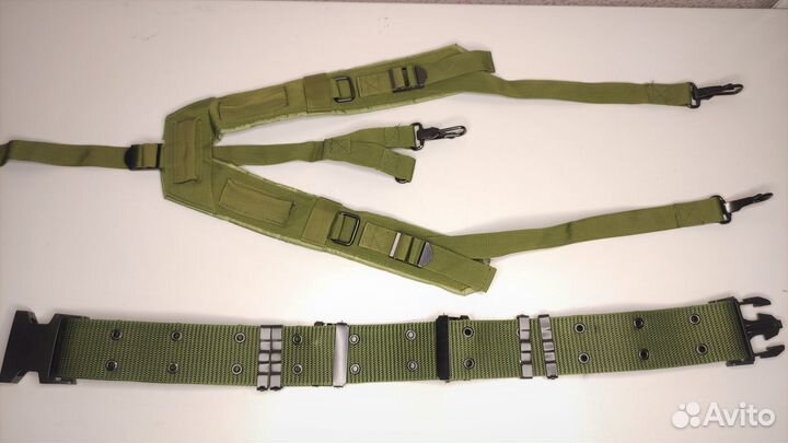 Тактический ремень с лямками, карабины металл