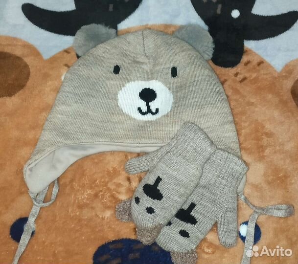 Демисезонный ком-кт шапка и варежки Baby Go 46-48