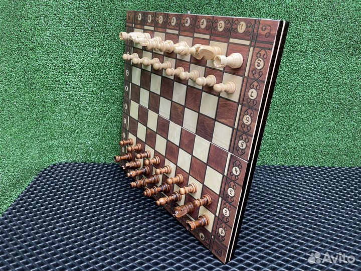 Шашки шахматы нарды деревянные с магнитом