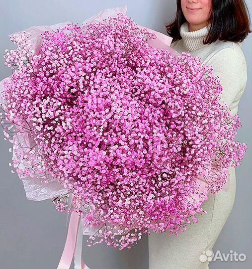 Букет из розовой гипсофилы