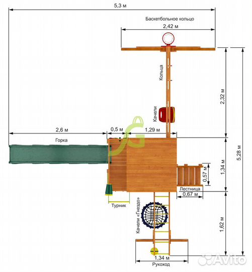 Детский спортивный комплекс с горкой