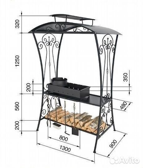 Мангал барбекю с крышей