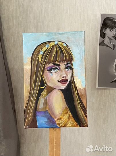 Картина акрилом - портрет Клео де Нил