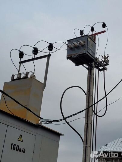 Установка опор лэп. Электромонтажные работы