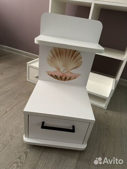 Тумбочка офисная белая с ящиком
