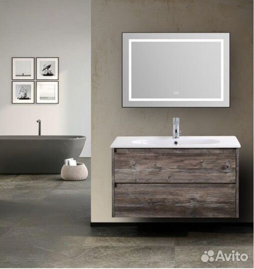 Тумба с керамической раковиной BelBagno Kraft 100 см, LOV-1000-LVB Pino Pasadena