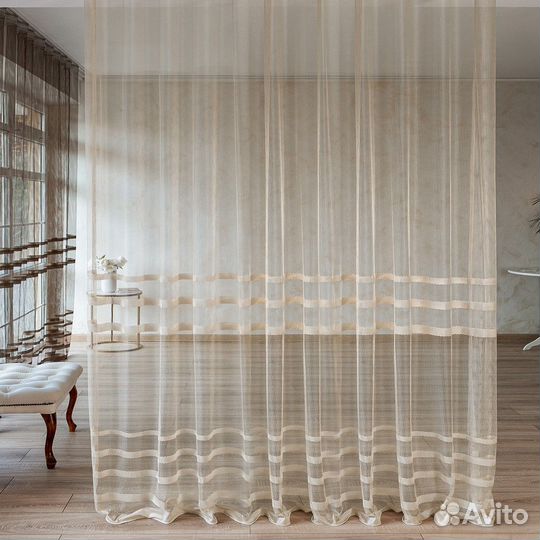 Крупная сетка тюль Фрида Крем